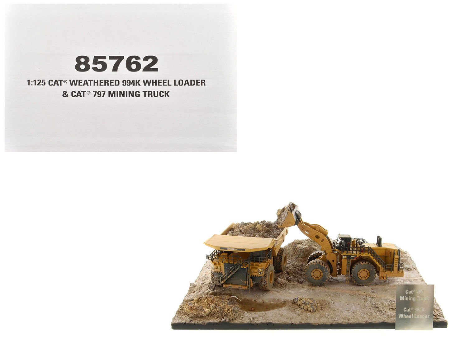 CAT Caterpillar 994K Wheel Loader and 797 Mining Truck Yellow (Weathered) Set of 2 Pieces "Weathered Series" 1/125 Diecast Model