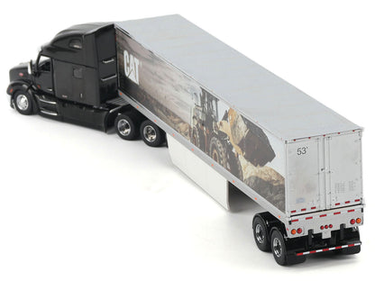 Peterbilt 579 UltraLoft Truck Tractor Black Metallic with "CAT Caterpillar" Mural Trailer "Transport Series" 1/50 Diecast Model