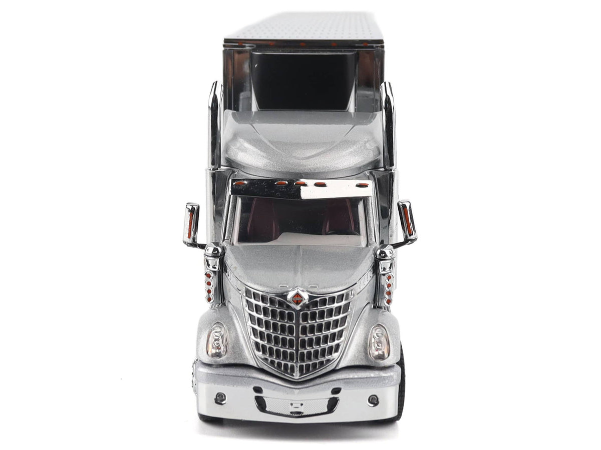 International Lonestar Truck with Sleeper Silver Metallic with "CAT Caterpillar" Mural Trailer "Transport Series" 1/50 Diecast Model