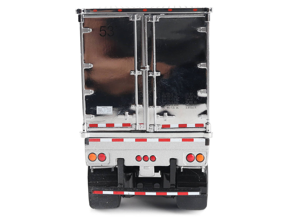 International Lonestar Truck with Sleeper Silver Metallic with "CAT Caterpillar" Mural Trailer "Transport Series" 1/50 Diecast Model