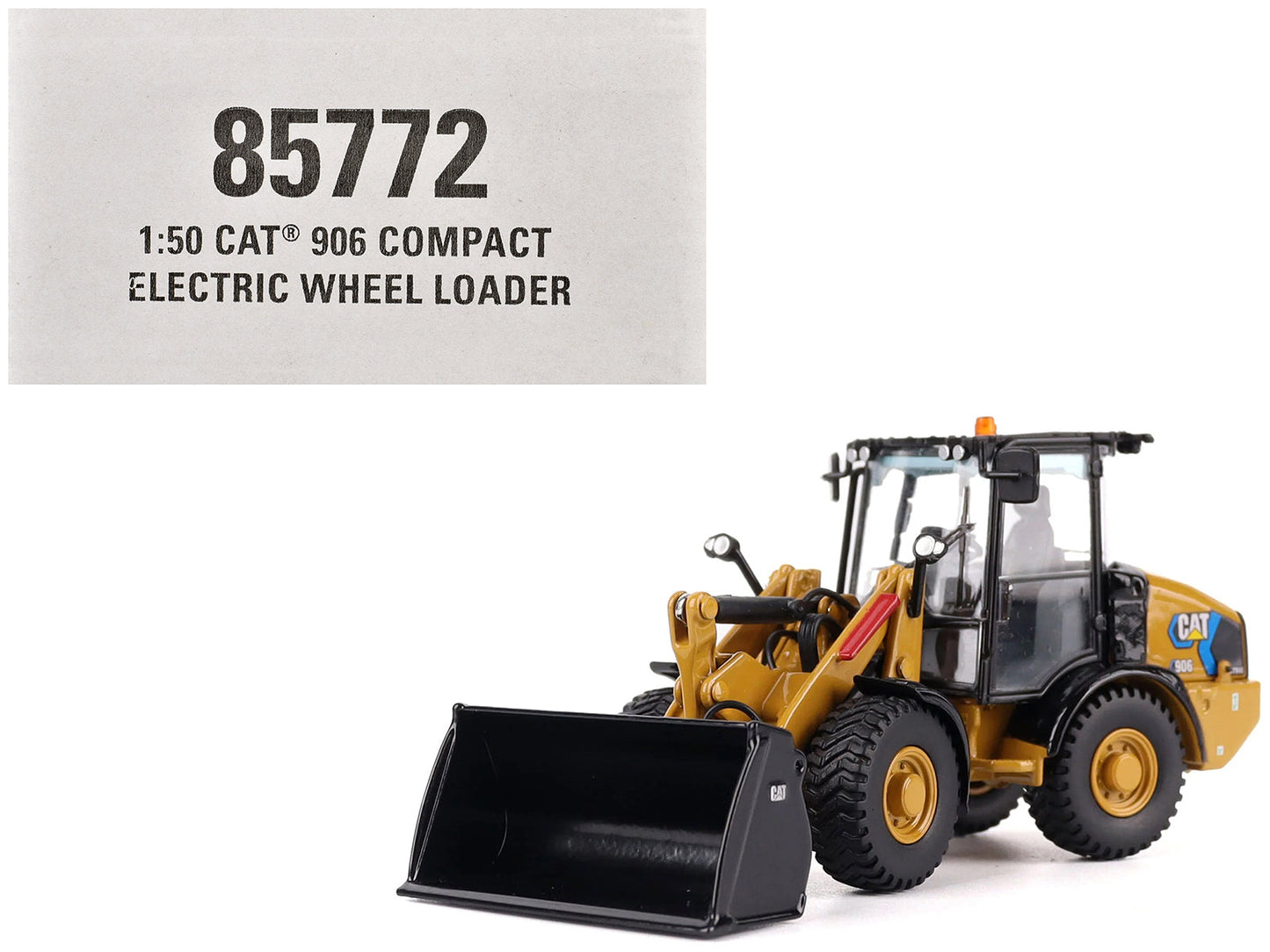 CAT Caterpillar 906 Electric Compact Wheel Loader Yellow with Operator "High Line Series" 1/50 Diecast Model