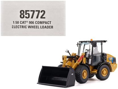 CAT Caterpillar 906 Electric Compact Wheel Loader Yellow with Operator "High Line Series" 1/50 Diecast Model