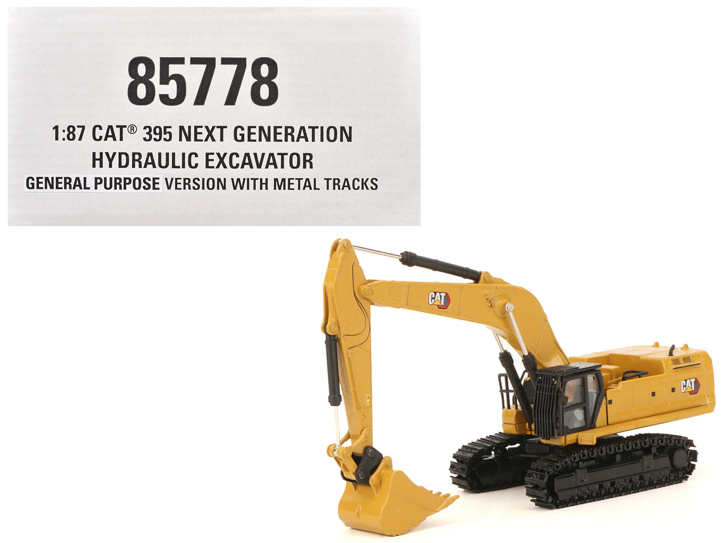 CAT Caterpillar 395 Next-Generation Hydraulic Excavator (Mass Excavator Version) Yellow with Additional Tools "High Line Series" 1/87 (HO) Diecast Model