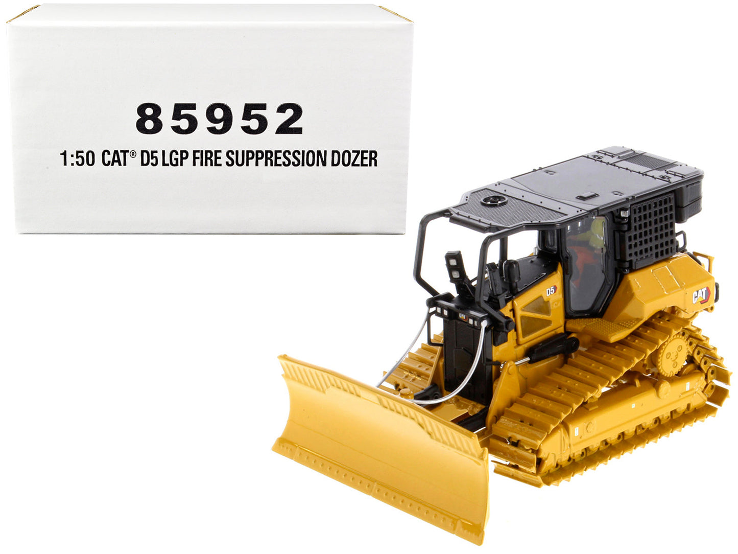 CAT Caterpillar D5 LGP Track Type Tractor Fire Dozer Yellow with Operator "High Line" Series 1/50 Diecast Model