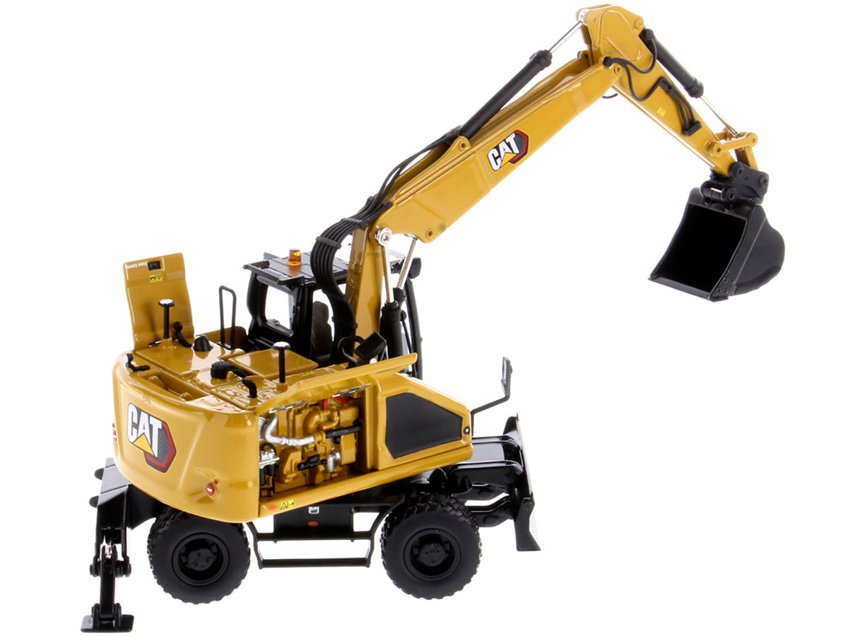 CAT Caterpillar M318 Wheeled Excavator Yellow with Operator "High Line" Series 1/50 Diecast Model