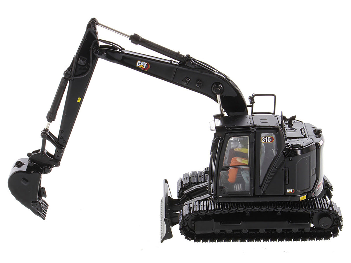 CAT Caterpillar 315 Track Type Hydraulic Excavator Special Black Finish with Operator "High Line" Series 1/50 Diecast Model