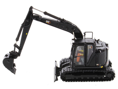 CAT Caterpillar 315 Track Type Hydraulic Excavator Special Black Finish with Operator "High Line" Series 1/50 Diecast Model