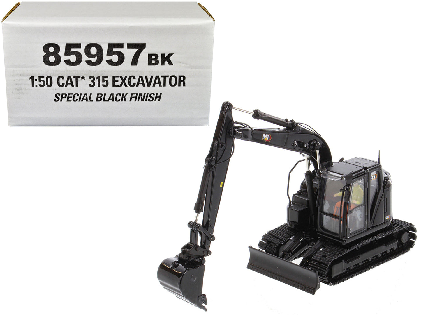 CAT Caterpillar 315 Track Type Hydraulic Excavator Special Black Finish with Operator "High Line" Series 1/50 Diecast Model