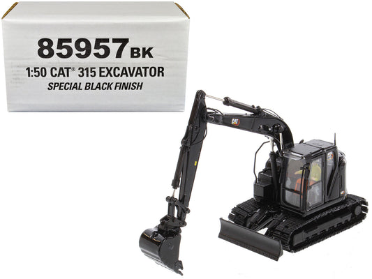 CAT Caterpillar 315 Track Type Hydraulic Excavator Special Black Finish with Operator "High Line" Series 1/50 Diecast Model