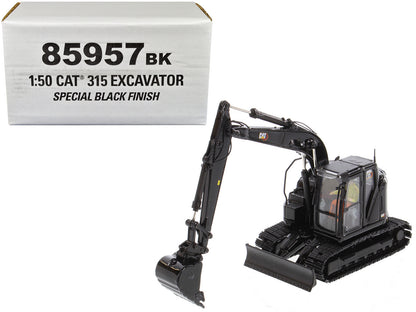 CAT Caterpillar 315 Track Type Hydraulic Excavator Special Black Finish with Operator "High Line" Series 1/50 Diecast Model
