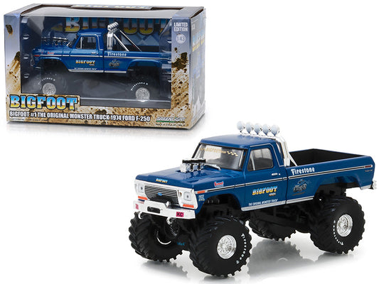 1974 Ford F-250 Ranger XLT Monster Truck Bigfoot #1 "The Original Monster Truck" Blue "Kings of Crunch" 1/43 Diecast Model Car