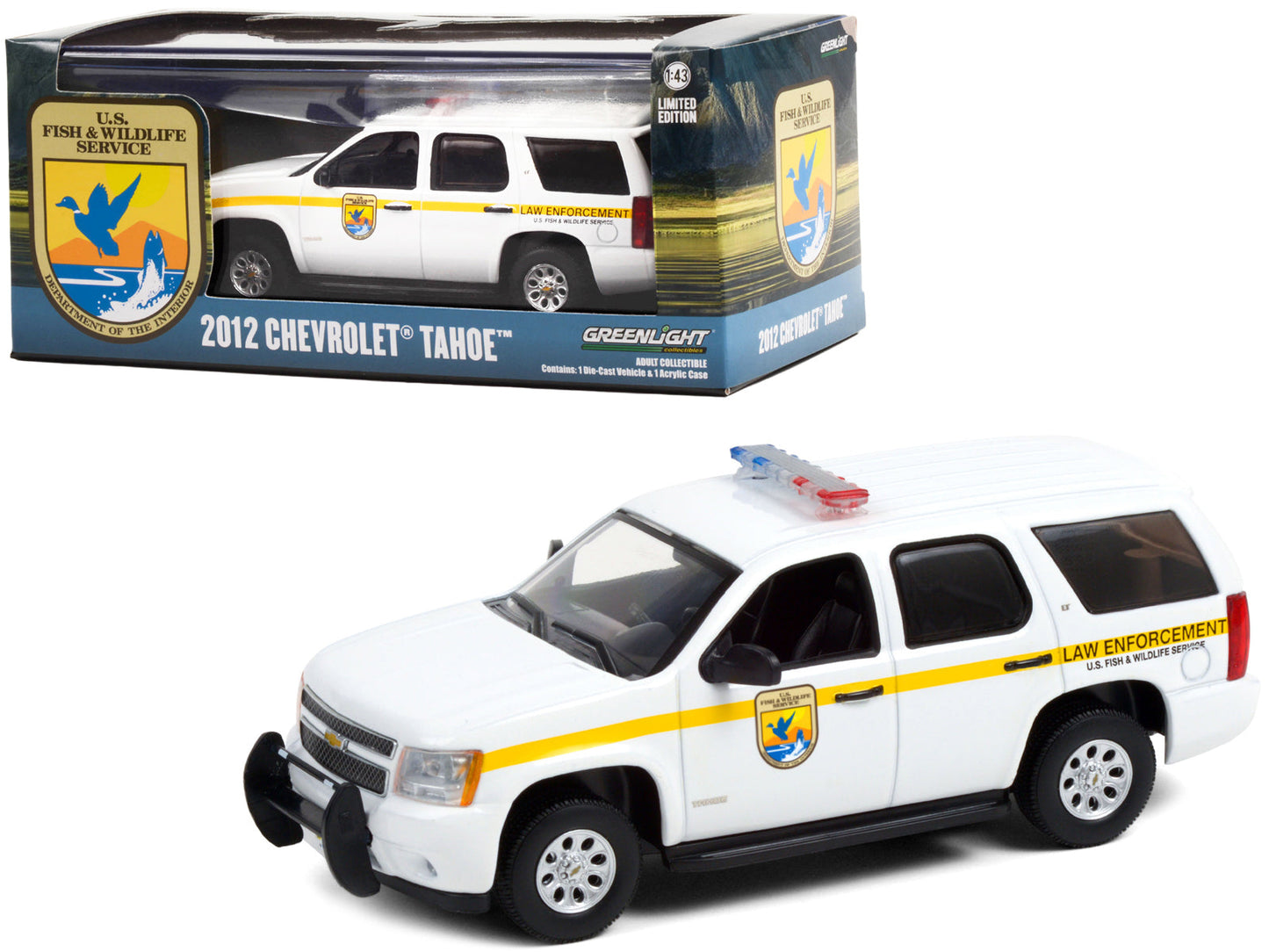 2012 Chevrolet Tahoe White with Yellow Stripes "U.S. Fish & Wildlife Service Law Enforcement" 1/43 Diecast Model Car