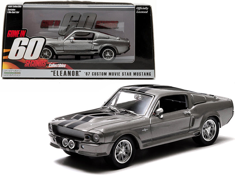 1967 Ford Mustang Custom "Eleanor" Gray Metallic with Black Stripes "Gone in 60 Seconds" (2000) Movie 1/43 Diecast Model Car