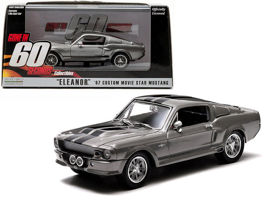1967 Ford Mustang Custom "Eleanor" Gray Metallic with Black Stripes "Gone in 60 Seconds" (2000) Movie 1/43 Diecast Model Car