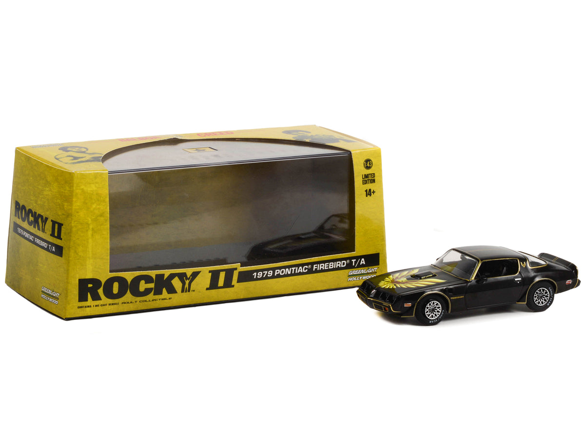 1979 Pontiac Firebird T/A Trans Am Black with Hood Phoenix "Rocky II (1979) Movie" 1/43 Diecast Model Car