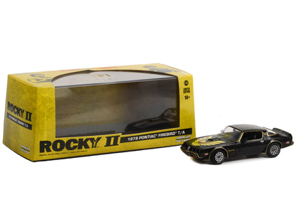 1979 Pontiac Firebird T/A Trans Am Black with Hood Phoenix "Rocky II (1979) Movie" 1/43 Diecast Model Car