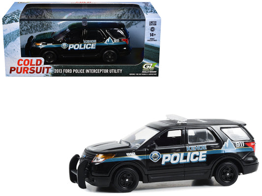 2013 Ford Police Interceptor Utility "Kehoe Police Department Kehoe Colorado" Black with White Stripes "Cold Pursuit" (2019) Movie 1/43 Diecast Model Car