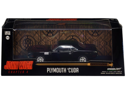 1971 Plymouth Barracuda Black "John Wick: Chapter 4" (2023) Movie "Hollywood" Series 1/43 Diecast Model Car