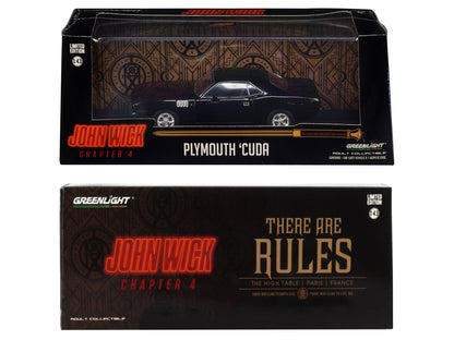 1971 Plymouth Barracuda Black "John Wick: Chapter 4" (2023) Movie "Hollywood" Series 1/43 Diecast Model Car