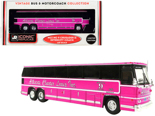 1980 MCI MC-9 Crusader II Intercity Coach Bus Pink "Allstate Charter Lines Inc." "Vintage Bus & Motorcoach Collection" 1/87 (HO) Diecast Model
