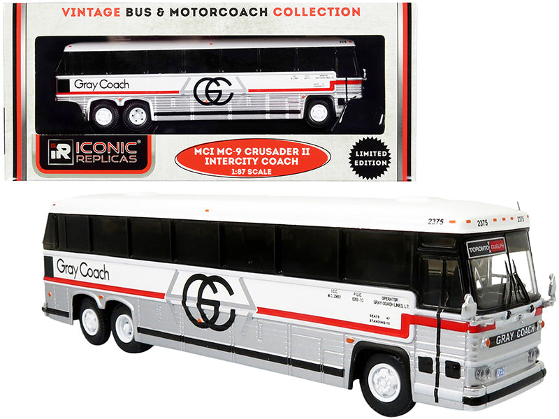 1980 MCI MC-9 Crusader II Intercity Coach Bus "Toronto - Guelph" Ontario (Canada) "Gray Coach" "Vintage Bus & Motorcoach Collection" 1/87 (HO) Diecast Model