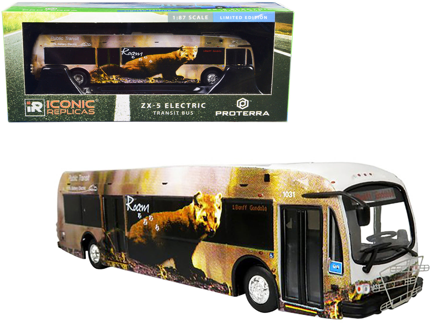 Proterra ZX5 Electric Transit Bus "Roam Transit" "1 Banff Gondola" 1/87 (HO) Diecast Model