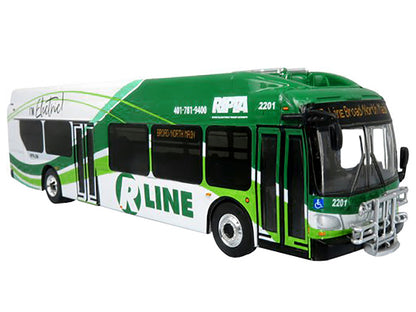 New Flyer Xcelsior Charge NG Electric Transit Bus RIPTA (Rhode Island Public Transit Authority) "R Line Broad/North Main" "The Bus & Motorcoach Collection" 1/87 Diecast Model