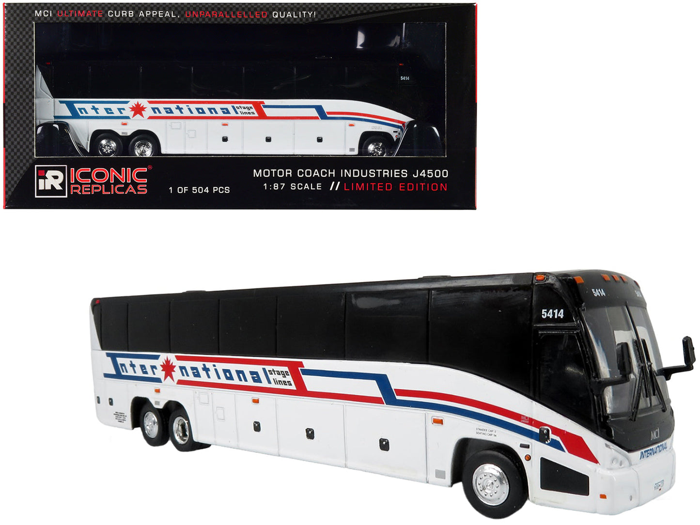 MCI J4500 Coach Bus "International Stage Lines" White "The Bus & Motorcoach Collection" Limited Edition to 504 pieces Worldwide 1/87 (HO) Diecast Model