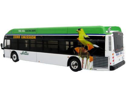 New Flyer Xcelsior XHE40 Transit Bus "AC Transit - Zero Emission" White and Green with Graphics "The Bus & Motorcoach Collection" Limited Edition 1/87 (HO) Diecast Model