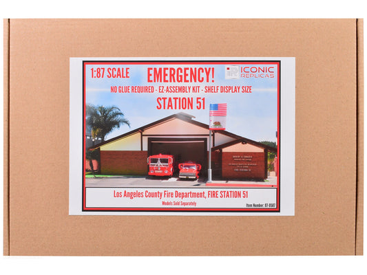 Fire Station 51 LACoFD (Los Angeles County Fire Department) Diorama EZ Assembly Kit "Emergency!" (1972-1977) TV Series 1/87 (HO) Model