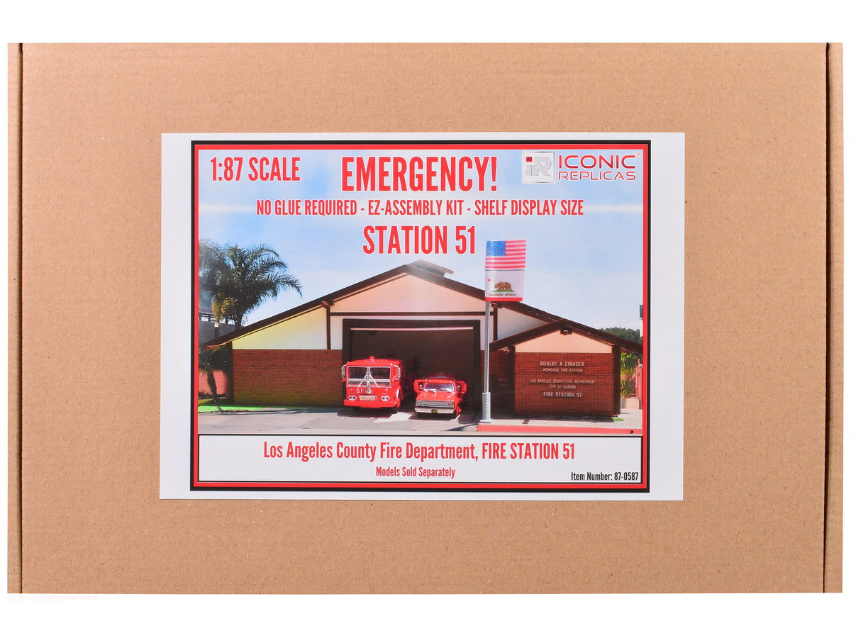 Fire Station 51 LACoFD (Los Angeles County Fire Department) Diorama EZ Assembly Kit "Emergency!" (1972-1977) TV Series 1/87 (HO) Model