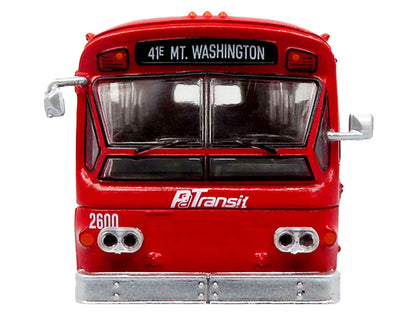 Flxible 53102 New Look Transit Bus "Pittsburgh Area Transit" Red and White "Vintage Bus & Motorcoach Collection" Limited Edition 1/87 (HO) Diecast Model