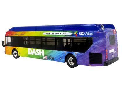New Flyer Xcelsior XN40 Transit Bus "DASH Pride Livery" Blue with Rainbow Graphics "The Bus & Motorcoach Collection" Limited Edition 1/87 (HO) Diecast Model
