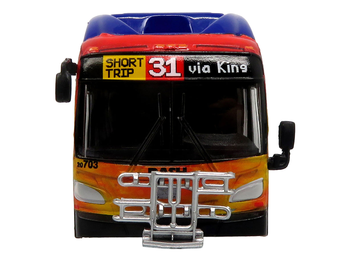 New Flyer Xcelsior XN40 Transit Bus "DASH Pride Livery" Blue with Rainbow Graphics "The Bus & Motorcoach Collection" Limited Edition 1/87 (HO) Diecast Model
