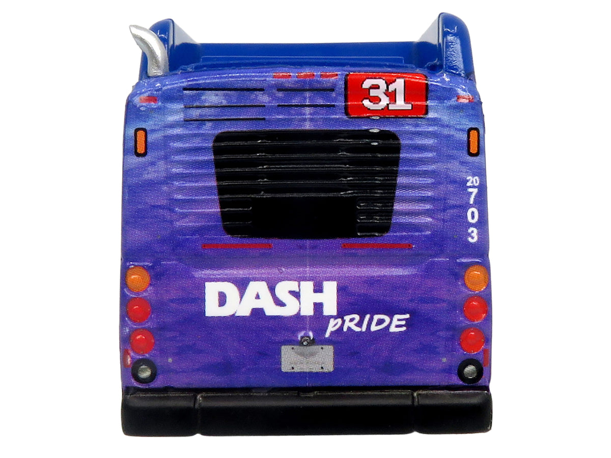 New Flyer Xcelsior XN40 Transit Bus "DASH Pride Livery" Blue with Rainbow Graphics "The Bus & Motorcoach Collection" Limited Edition 1/87 (HO) Diecast Model