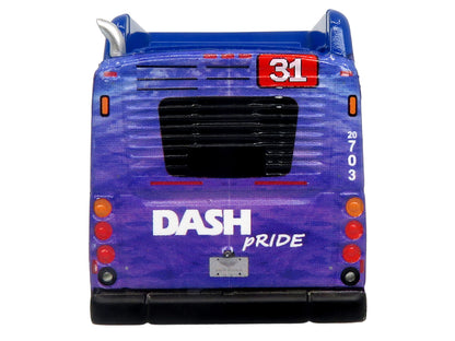 New Flyer Xcelsior XN40 Transit Bus "DASH Pride Livery" Blue with Rainbow Graphics "The Bus & Motorcoach Collection" Limited Edition 1/87 (HO) Diecast Model