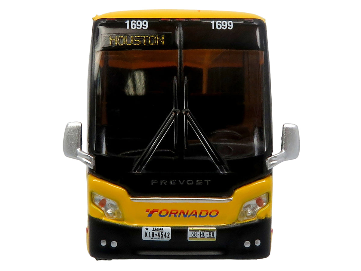 Prevost H3-45 Coach Bus "Tornado Bus Company" Yellow with Graphics Limited Edition 1/87 (HO) Diecast Model