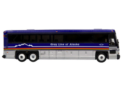 2001 MCI D4000 Coach Bus "Gray Line of Alaska" Dark Blue with Stripes "Vintage Bus & Motorcoach Collection" Limited Edition to 504 pieces Worldwide 1/87 (HO) Diecast Model