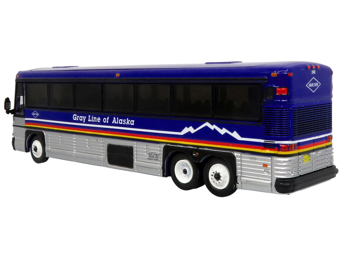2001 MCI D4000 Coach Bus "Gray Line of Alaska" Dark Blue with Stripes "Vintage Bus & Motorcoach Collection" Limited Edition to 504 pieces Worldwide 1/87 (HO) Diecast Model