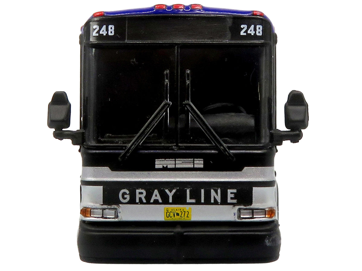 2001 MCI D4000 Coach Bus "Gray Line of Alaska" Dark Blue with Stripes "Vintage Bus & Motorcoach Collection" Limited Edition to 504 pieces Worldwide 1/87 (HO) Diecast Model