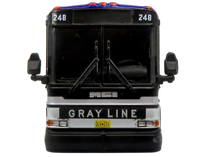 2001 MCI D4000 Coach Bus "Gray Line of Alaska" Dark Blue with Stripes "Vintage Bus & Motorcoach Collection" Limited Edition to 504 pieces Worldwide 1/87 (HO) Diecast Model