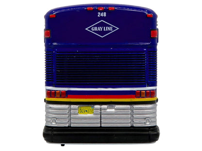 2001 MCI D4000 Coach Bus "Gray Line of Alaska" Dark Blue with Stripes "Vintage Bus & Motorcoach Collection" Limited Edition to 504 pieces Worldwide 1/87 (HO) Diecast Model