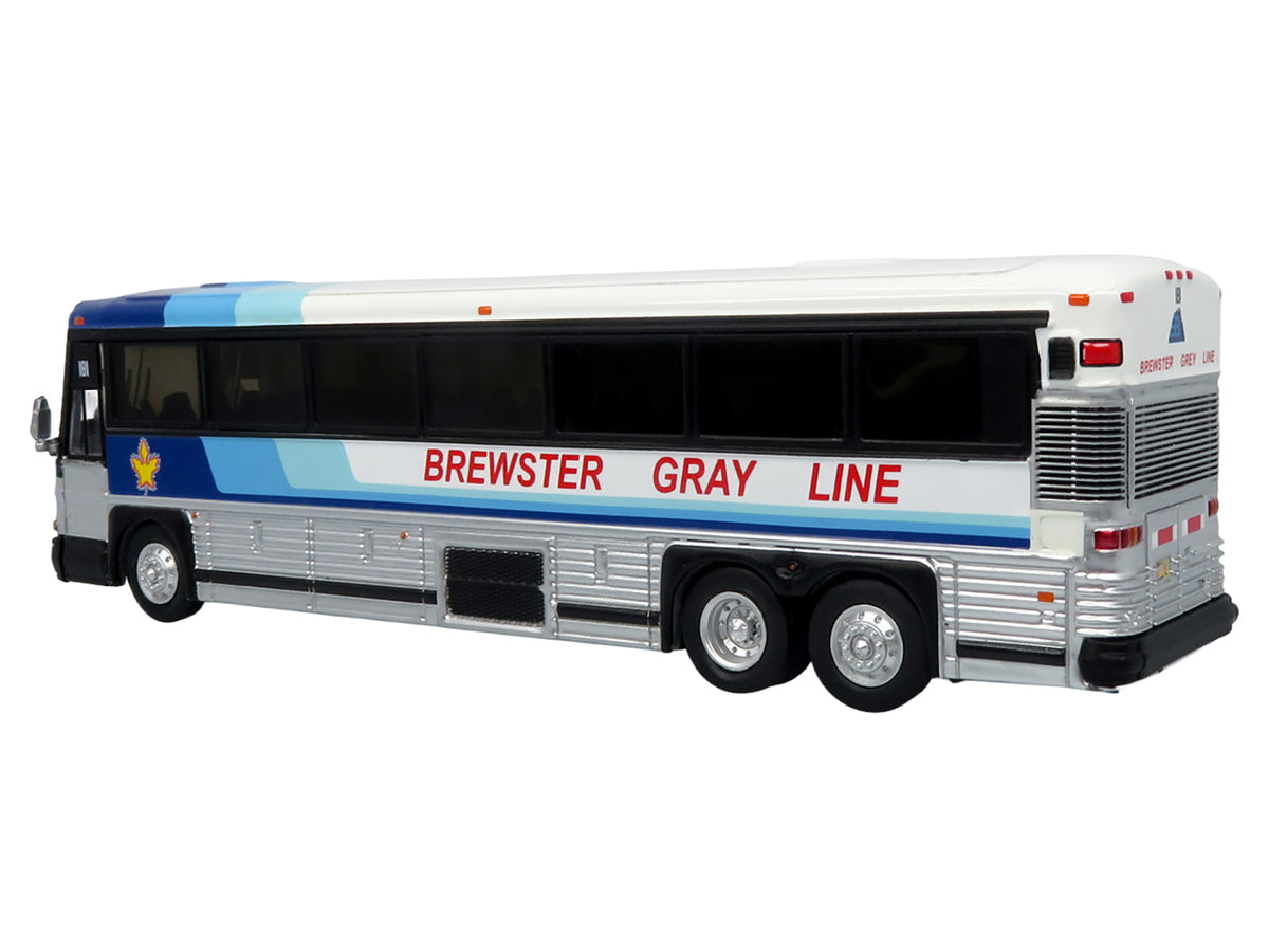 2001 MCI D4000 Coach Bus "Brewster Gray Line" White with Blue Stripes "Vintage Bus & Motorcoach Collection" Limited Edition to 504 pieces Worldwide 1/87 (HO) Diecast Model