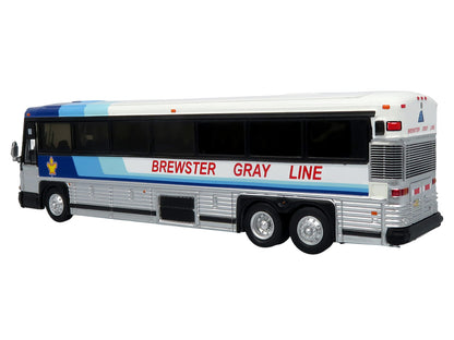 2001 MCI D4000 Coach Bus "Brewster Gray Line" White with Blue Stripes "Vintage Bus & Motorcoach Collection" Limited Edition to 504 pieces Worldwide 1/87 (HO) Diecast Model