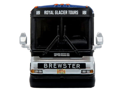 2001 MCI D4000 Coach Bus "Brewster Gray Line" White with Blue Stripes "Vintage Bus & Motorcoach Collection" Limited Edition to 504 pieces Worldwide 1/87 (HO) Diecast Model
