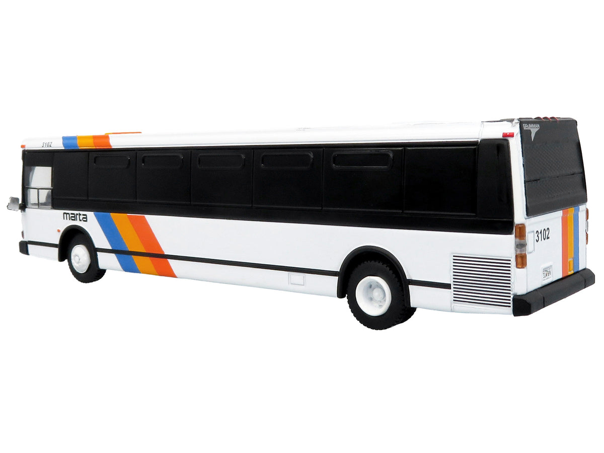 1980 Grumman 870 Advanced Design Transit Bus "MARTA Atlanta" White with Stripes "Vintage Bus & Motorcoach Collection" Limited Edition 1/87 (HO) Diecast Model
