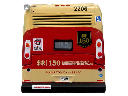 Nova Bus LFS HEV Transit Bus "Hamilton Street Railway 150th Anniversary" Cream and Red "The Bus & Motorcoach Collection" Limited Edition to 504 pieces Worldwide 1/87 (HO) Diecast Model