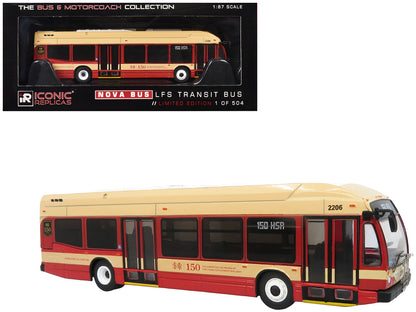 Nova Bus LFS HEV Transit Bus "Hamilton Street Railway 150th Anniversary" Cream and Red "The Bus & Motorcoach Collection" Limited Edition to 504 pieces Worldwide 1/87 (HO) Diecast Model