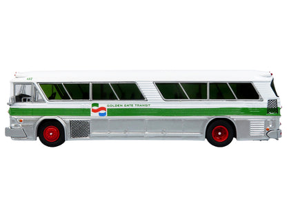 1964 MCI MC-5A Coach Bus "Golden Gate Transit" White with Green Stripes "Vintage Bus & Motorcoach Collection" Limited Edition to 504 pieces Worldwide 1/87 (HO) Diecast Model
