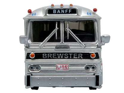 1964 MCI MC-5A Coach Bus "Brewster Gray Line" Silver with Blue and Red Stripes "Vintage Bus & Motorcoach Collection" Limited Edition to 504 pieces Worldwide 1/87 (HO) Diecast Model